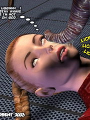Strange creature fucked the alien girl right on the chair;